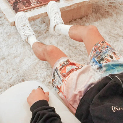 2024Summer New Digital Printing American Sports Casual Shorts Mesh Breathable and Loose Men's Short Shorts