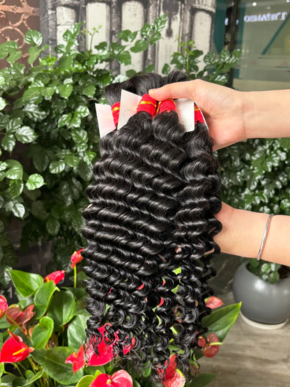 V Beauty Bulk Human Hair No Weft Boho Braids For Women Braiding Human Hair Deep Wave Hair Extensions Remy Hair 16-28 Inch 100g