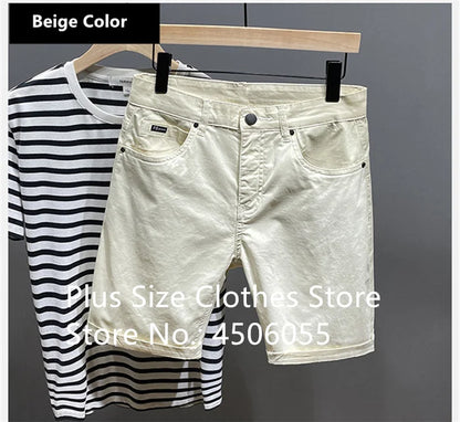 Cotton Shorts Men Summer Plus Size 46 44 42 40 Loose Thin Stretched Black Beige Students Blue Casual Half Trousers Streetwear