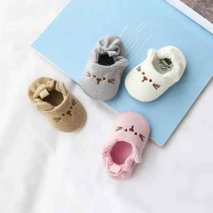 Soft Soled Baby Shoes Cute Cartoon Newborn First Walkers 0-1Year Kids Sneakers Cloth Shoes Spring Autumn Knitted Woolen Footwear