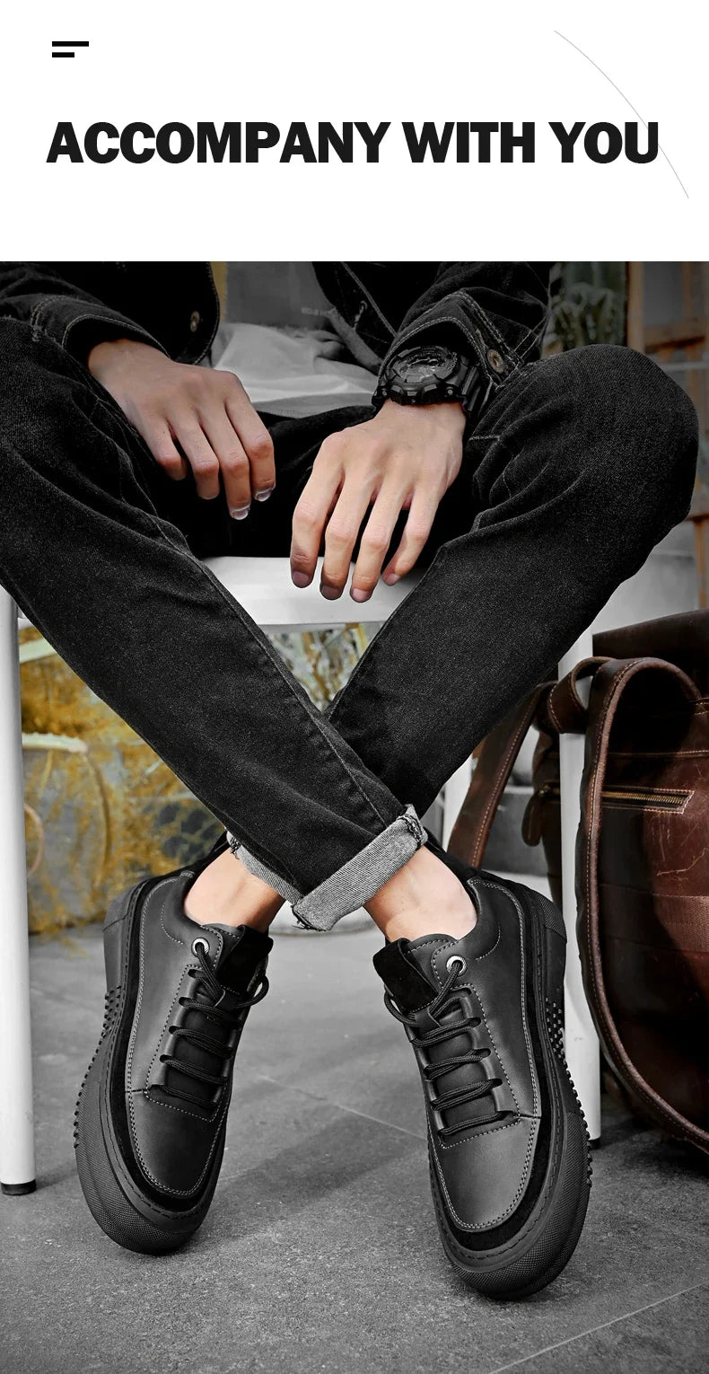 New Men's Casual Shoes Fashion Comfort Sneakers Outdoor Men Sneakers Lace up Genuine Leather Designer Shoes Sport Masculina 2024
