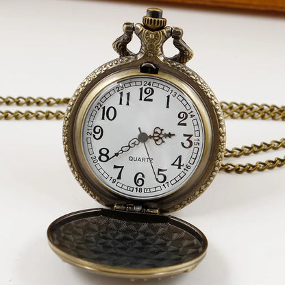 Vintage Bronze Quartz Steampunk Watch 3D Car Truck Pattern Pocket Watch Men FOB Chain Necklace Pendant Clock Gifts