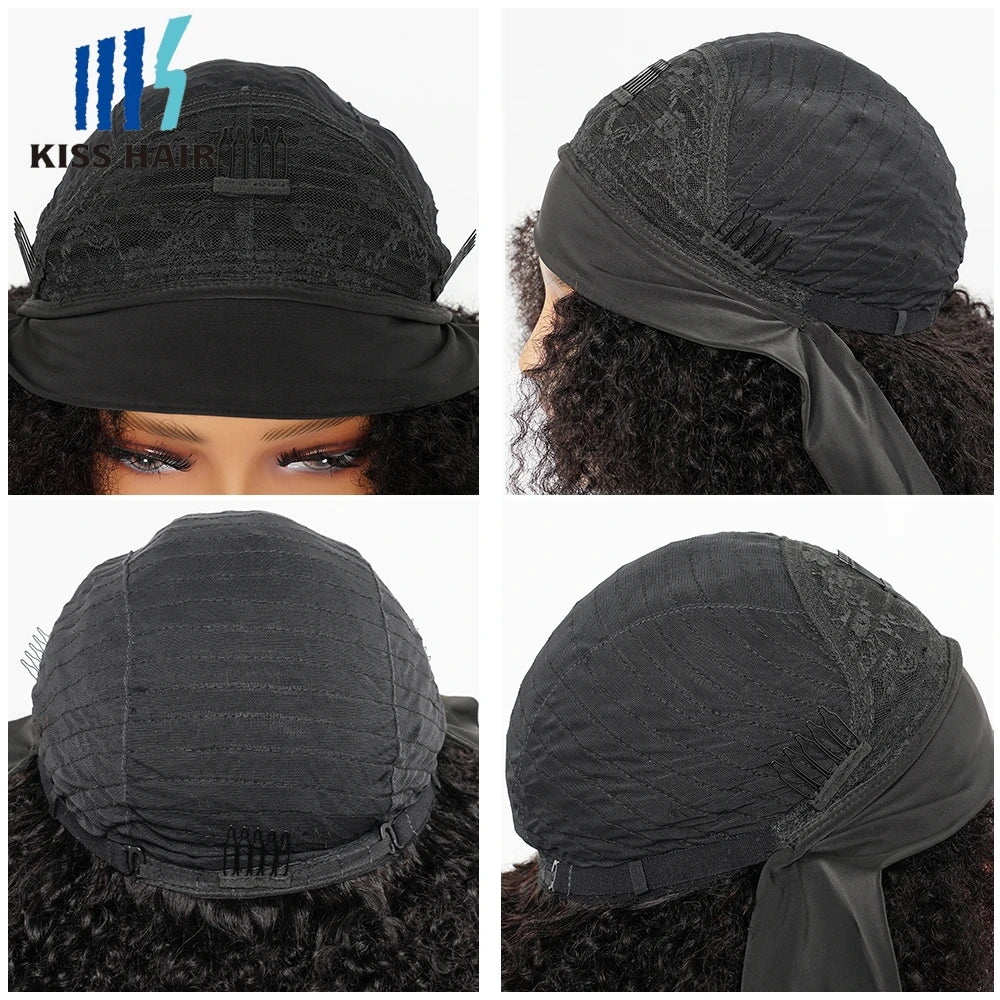 250% High Density Headband Wig Afro Kinky Curly Brazilian Human Hair Wigs Scarf Wigs Full Machine Made Wigs For Women