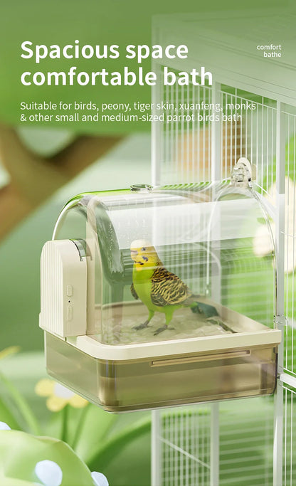 Clear Hanging Bird Bath Automatic Water Circulation Bath Shower For Bird Easy to clean Space Saving Design Bird Cage Accessory