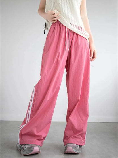 Pantalon ample taille haute pour femme, style streetwear, style hip-hop, décontracté, avec cordon de serrage, collection 2025
