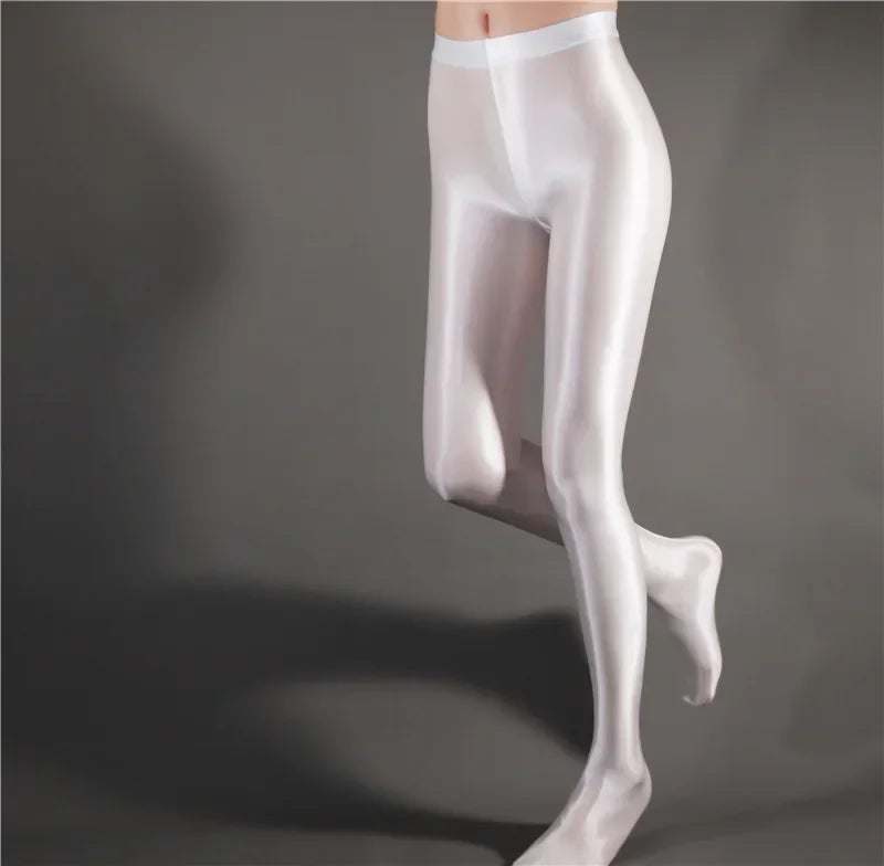 Glossy Shiny Stage Performance Leggings High Waist Fitness with Socks Skinny Yoga Trousers Women Clothing Stage Show