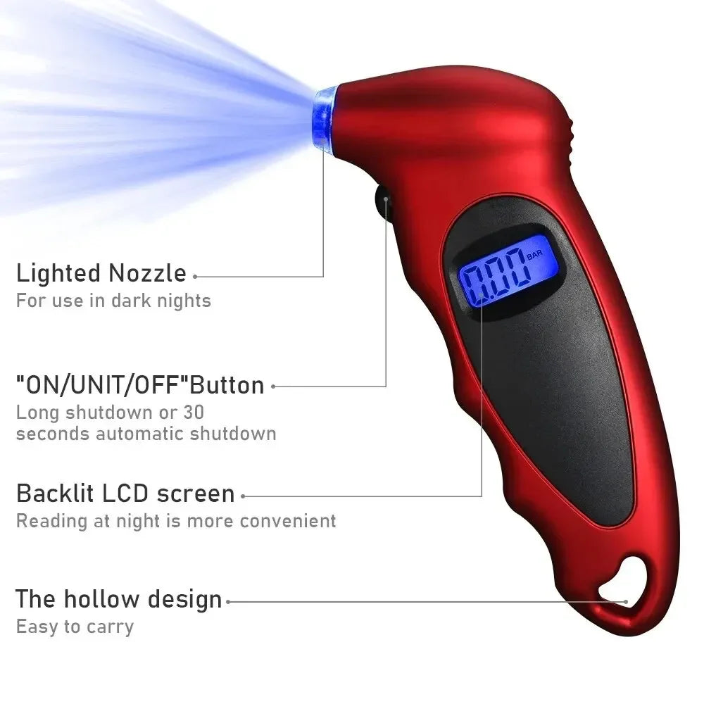 Mini manomètre numérique pour pneus de voiture, outil de diagnostic pour pneus de moto, écran LCD, jauge de pression des pneus, PSI, kPa