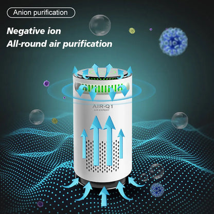 Purificateur d'air portable pour maison, voiture, purificateur d'air à ions négatifs pour la fumée, le pollen, désodorisant silencieux USB pour chambre, bureau, salon