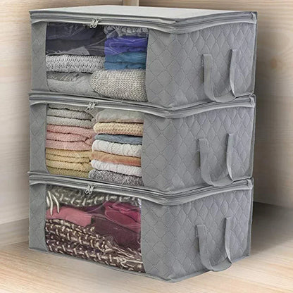 Foldable Home Closet Storage Bag Clothes Quilt Blanket Zipper Organizer Box Large Capacity Non-woven Storage Boxes 49×36×21cm