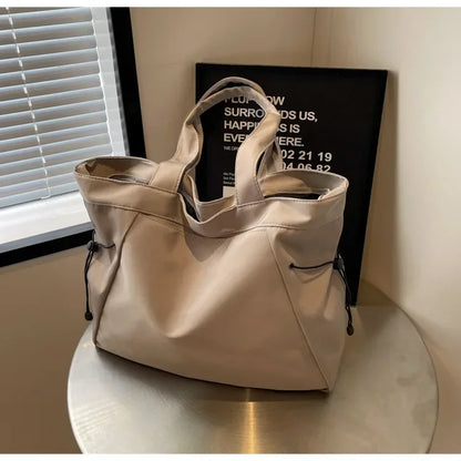 Sac fourre-tout décontracté de grande capacité, sac de voyage simple pour femme, grand sac à bandoulière, sacs à main esthétiques, sac fourre-tout à cordon