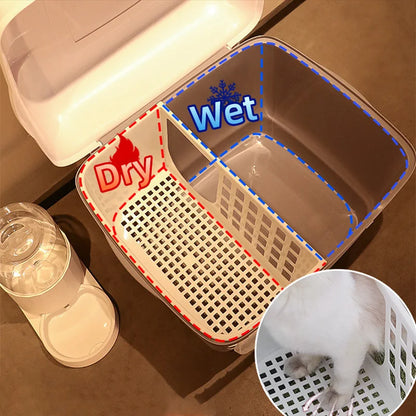HOOPET Cat Litter Box Large Capacity Cat Litter boxes with Hallway Pet Pan Supplies for Cats and Kittens Splash proof litters