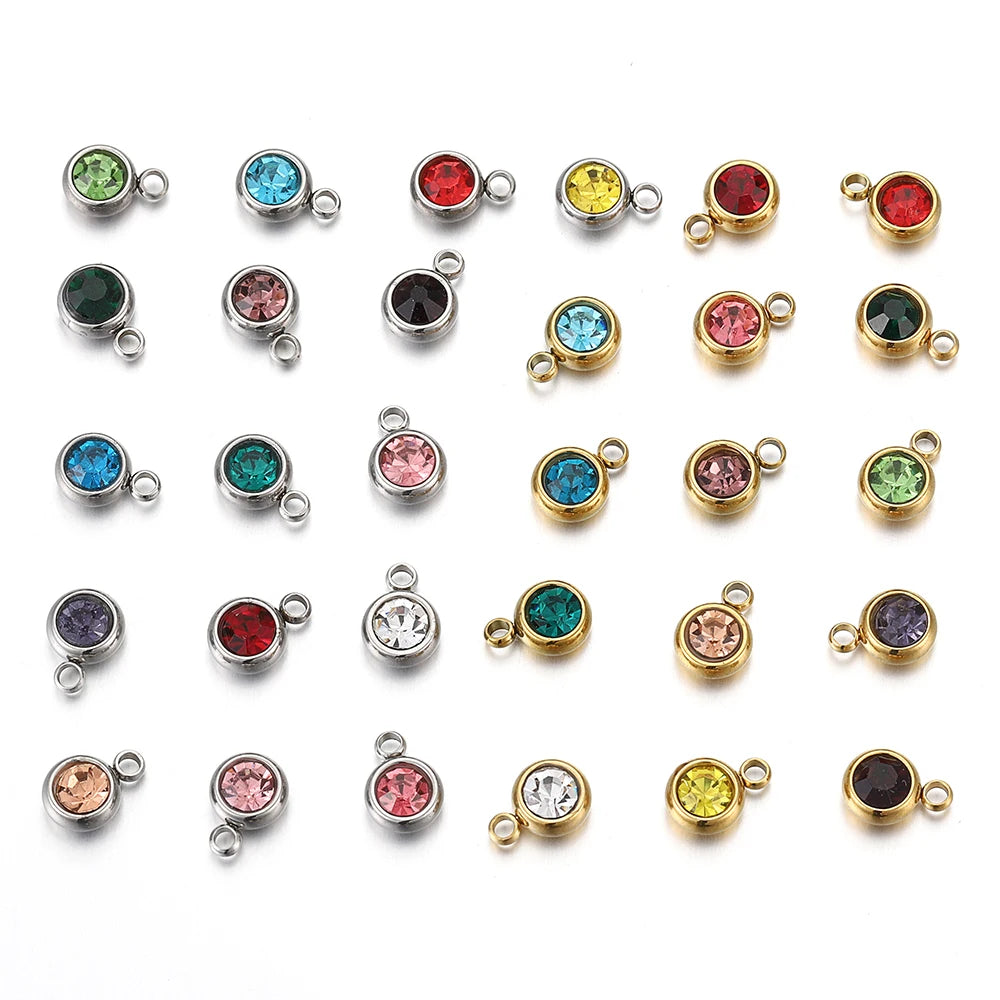 Lot de 20 breloques en acier inoxydable avec strass transparents et cristaux transparents pour la fabrication de bijoux, colliers, bracelets et autres accessoires.