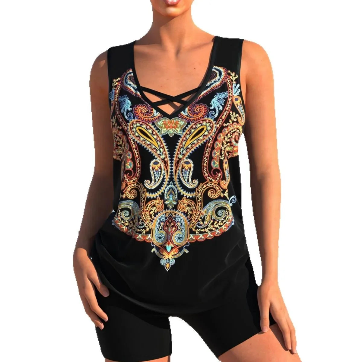 2025 Women's Bikini Set Casual Thermal Beach Swimwear Vest Shorts Ensemble Summer Vacation Hot Sale from Mainland China
