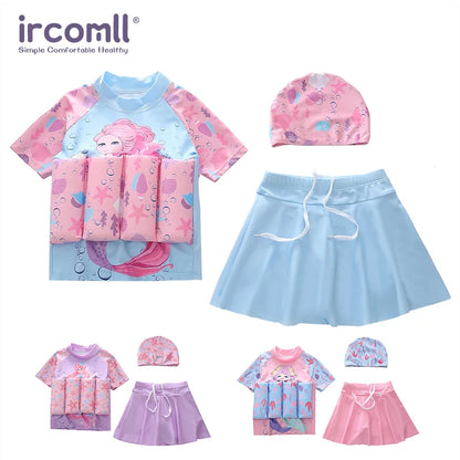 Ircomll New Kids Floatation Swimsuits Toddler Girl's 3 Piece Swimsuits Children Princess Buoyancy Swimwear Kids Beach Swimsuit
