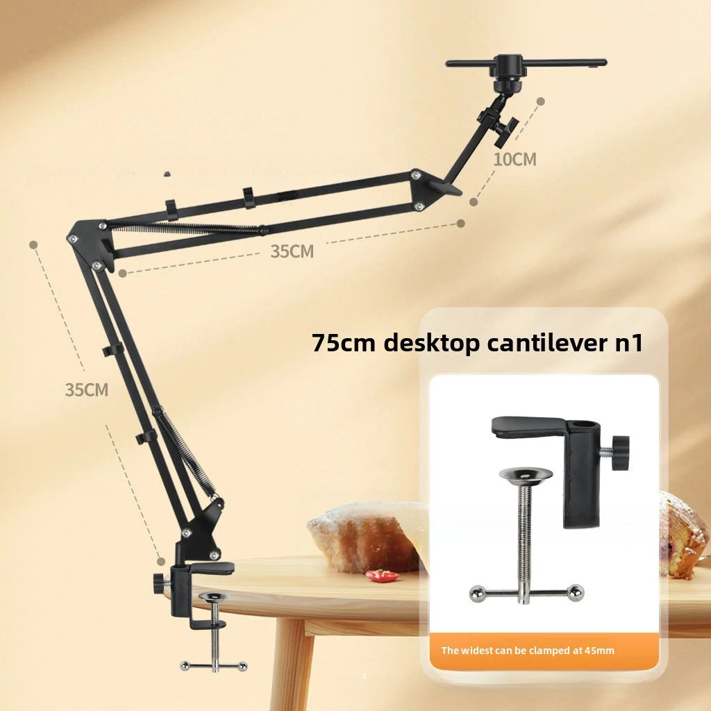 Phone Live Streaming Stand Desktop Multifunctional Overhead Shooting  Floor Tripod with Fill Light for Selfie and Video Shooting
