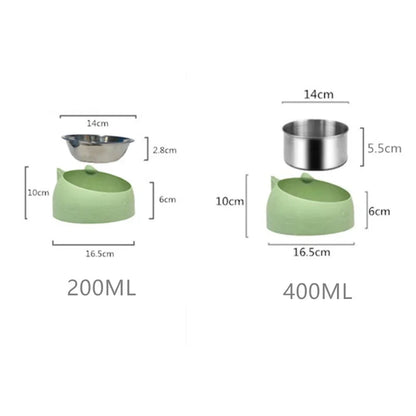 Stainless Steel Cats Food Bowls Non-slip Crash Pets Bowls Lovely Inclined Kitten Puppy Food Drinking Water Feeder Premium Design