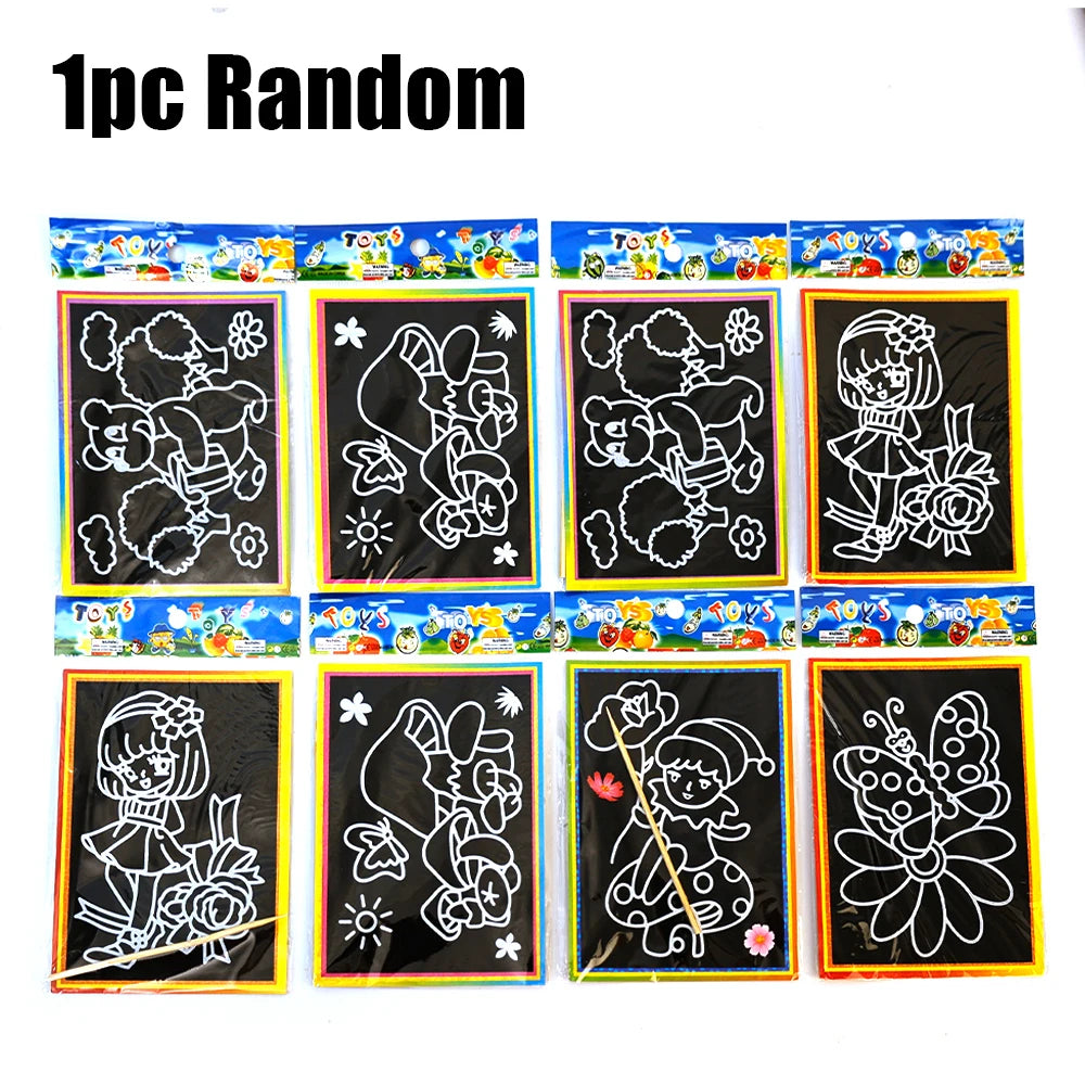 1-10pcs Dazzling Kids Scratch Drawing Set Pupil Puzzle Scratch Drawing Toys Kindergarten Early Education DIY Handmade Color Gift