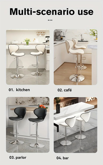Adjustable Artistic Bar Stool with High Back - Sleek, Ergonomic Seating for Home Bars and Kitchen Islands