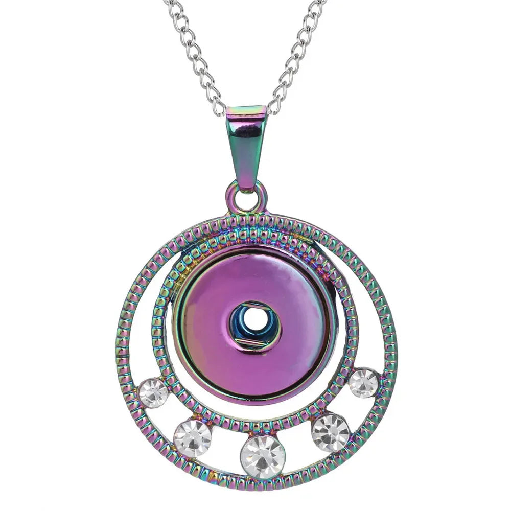 Three Color Snap Necklace Jewelry Simple Snap Pendant Necklace Fit 18mm Snaps Button Jewelry for Women Accessories ZG511