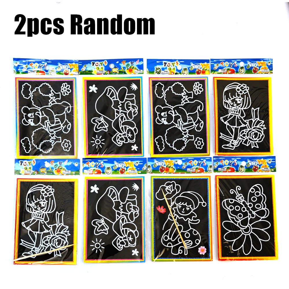1-10pcs Dazzling Kids Scratch Drawing Set Pupil Puzzle Scratch Drawing Toys Kindergarten Early Education DIY Handmade Color Gift