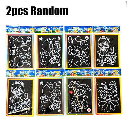 1-10pcs Dazzling Kids Scratch Drawing Set Pupil Puzzle Scratch Drawing Toys Kindergarten Early Education DIY Handmade Color Gift