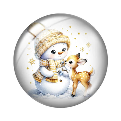 Watercolor Christmas snowman 10pcs18mm/20mm/25mm Round photo glass cabochon demo flat back Making findings