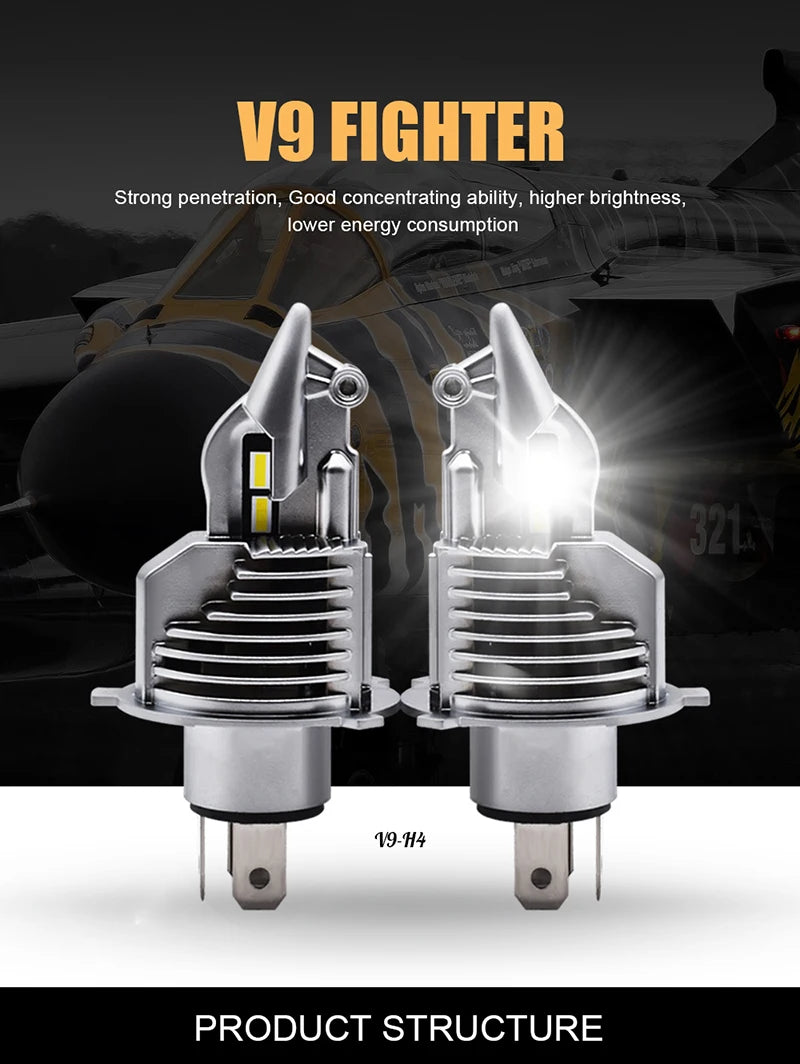 EURS H4 LED headlights 16000LM 80W 6000K 4300K 9003 bulbs for automotive and motorcycle headlights 12V 24V