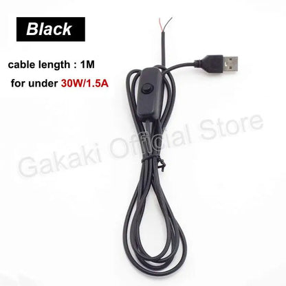 LED Strip USB Connector Cable Extension 2 pin Power Supply Wire on/off Switch Electrical  5V Wire For LED Lighting