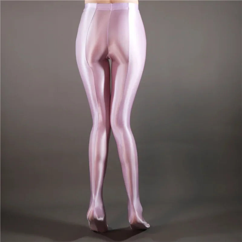 Glossy Shiny Stage Performance Leggings High Waist Fitness with Socks Skinny Yoga Trousers Women Clothing Stage Show