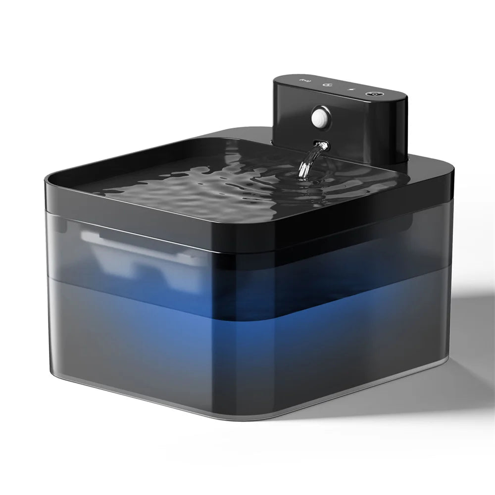 Fontaine à eau automatique pour chat, chargement sans fil 5 V, 2,2 L, avec détecteur de mouvement, pour animaux de compagnie