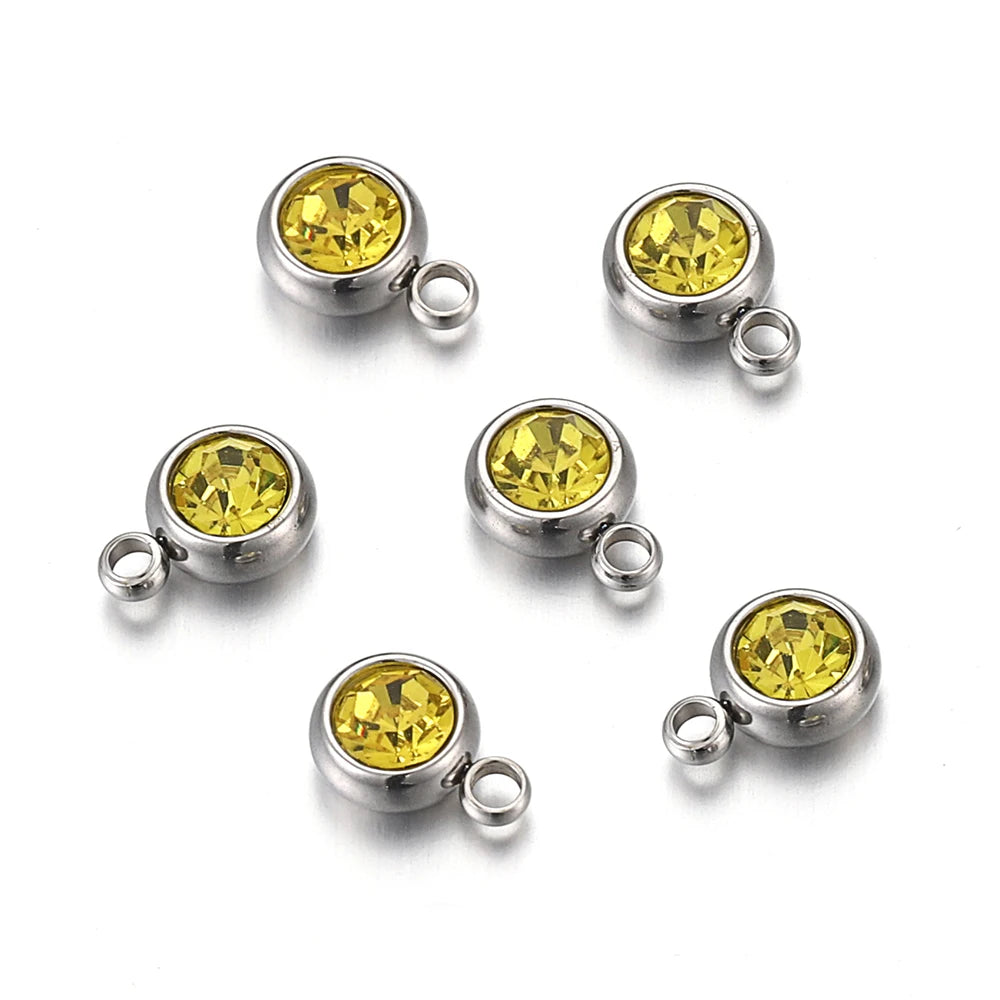Lot de 20 breloques en acier inoxydable avec strass transparents et cristaux transparents pour la fabrication de bijoux, colliers, bracelets et autres accessoires.