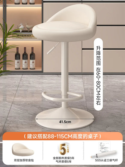 Minimalist Modern Home Elevated Foot Stool Adjustable Backrest Seat Creamy Milk Tea Shop Dining Stool Kitchen Island Seat