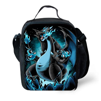 Child School Cute Anime Charizards Backpack with Lunch Bags ,Pencil Bags ,School Bags for Boys Girls Best Gift