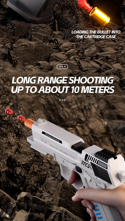 Mechanical USP Continuous Firing Throwing Shell Toy Gun Soft Bullet Airsoft Outdoor Sports CS Weapon Pistol for Boys Gift