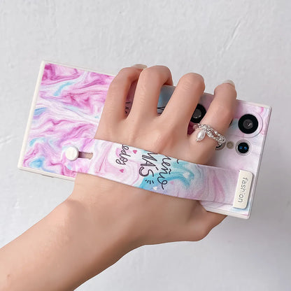 SoCouple Wrist Strap Case For iPhone 11 Case For iPhone 14 13 12 15 Pro Max X XR XS 8 7 Plus SE Gradient Soft Phone Holder Cover