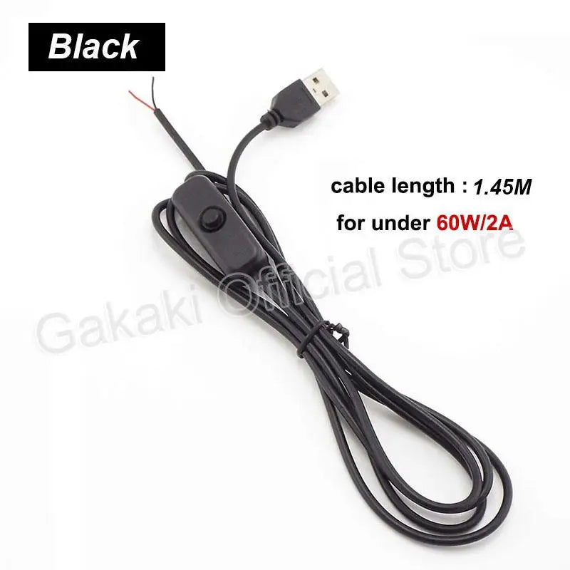 LED Strip USB Connector Cable Extension 2 pin Power Supply Wire on/off Switch Electrical  5V Wire For LED Lighting
