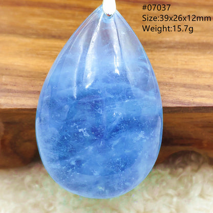 Natural Blue Aquamarine Pendant Clear Water Drop Women Men Brazil Aquamarine Crystal Necklace Jewelry AAAAA