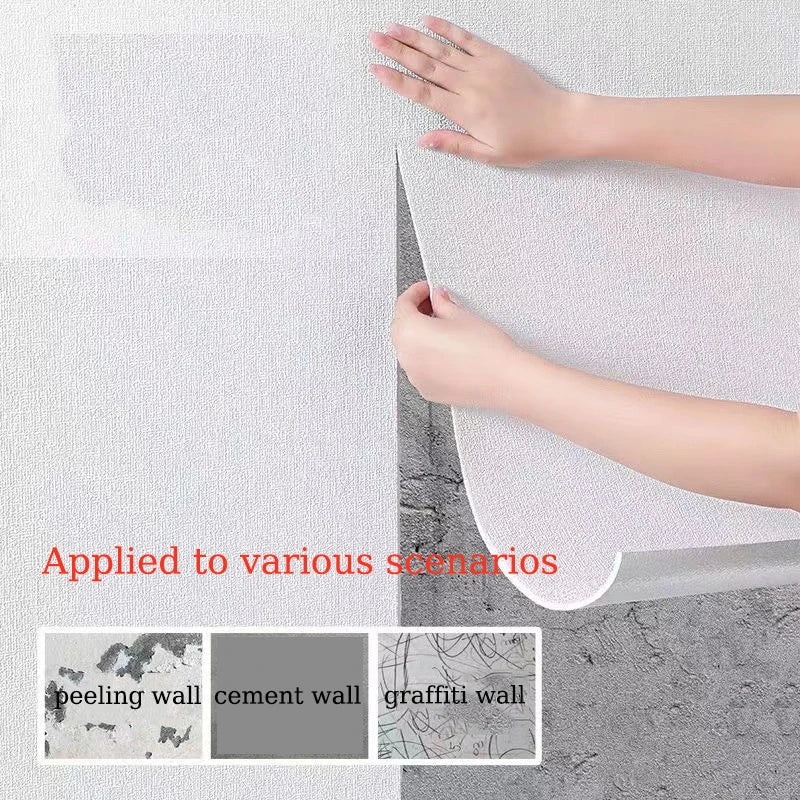 Papier peint autocollant 3D en mousse de lin, 50 cm x 10 m, couleur unie, épais, imperméable, pour rénovation murale