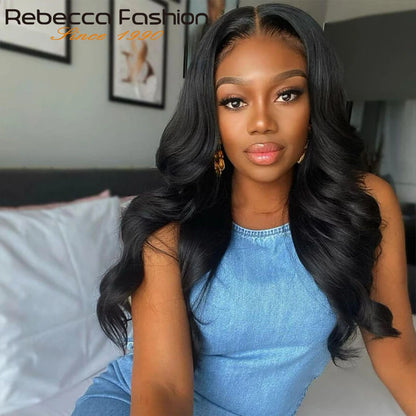 Rebecca Body Wave Lace Front Wigs T Part Lace Wigs Pre Plucked Transparent Lace Front Wigs Brazilian Body Wave Human Hair Wigs