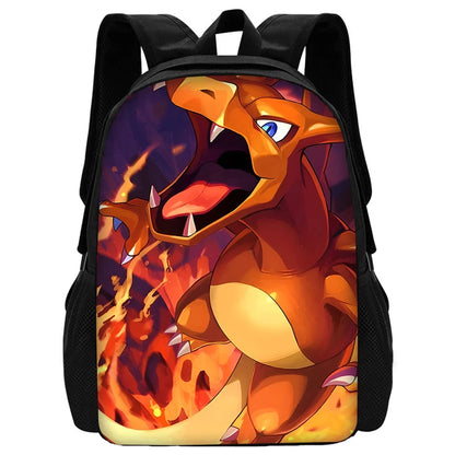 Child School Cute Anime Charizards Backpack with Lunch Bags ,Pencil Bags ,School Bags for Boys Girls Best Gift