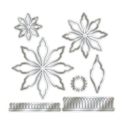 Winter Wonderland Christmas Ice Skate Snowflake Poinsettias Cutting Dies Hot Foil Scrapbooking Diary Decorate Embossing Template
