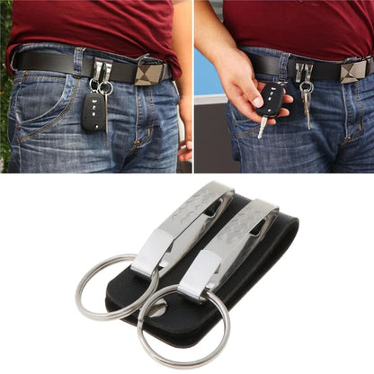 Stainless Steel Keyring Security Clip On Heavy Duty Belt for Key Clip Belt Keychain 2 Detachable Keyrings Belt for Key Holder