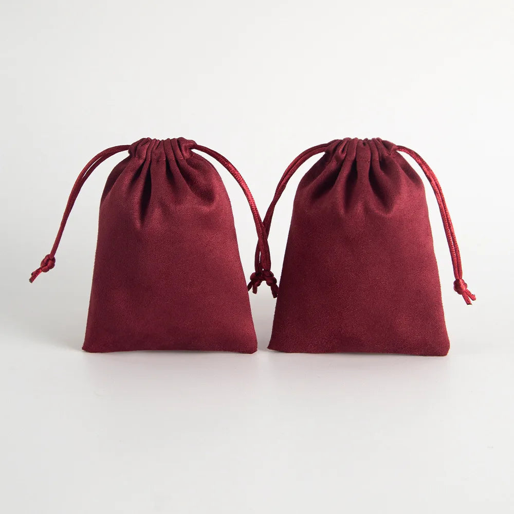Lot de 10 pochettes en velours à cordon coulissant en flanelle grise pour bijoux, trousses de maquillage, pochettes cadeaux chics pour mariage
