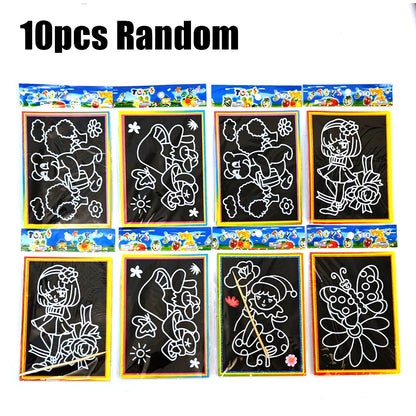 1-10pcs Dazzling Kids Scratch Drawing Set Pupil Puzzle Scratch Drawing Toys Kindergarten Early Education DIY Handmade Color Gift