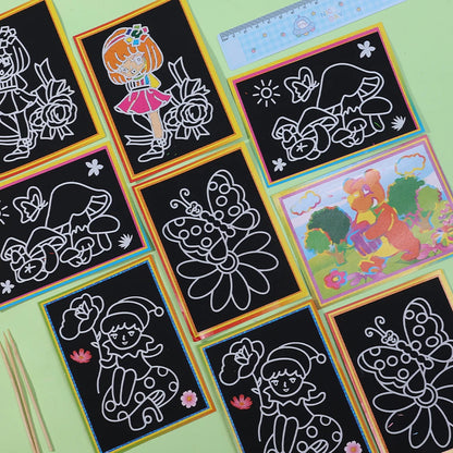1-10pcs Dazzling Kids Scratch Drawing Set Pupil Puzzle Scratch Drawing Toys Kindergarten Early Education DIY Handmade Color Gift