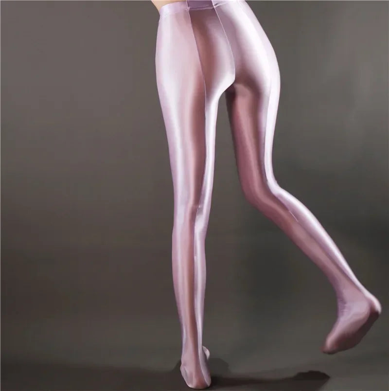 Glossy Shiny Stage Performance Leggings High Waist Fitness with Socks Skinny Yoga Trousers Women Clothing Stage Show