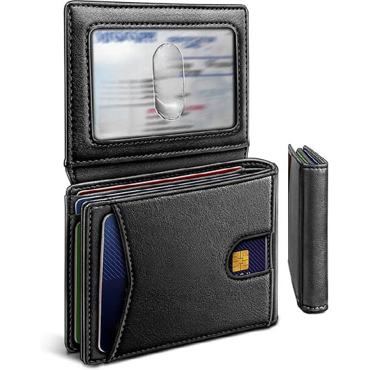 YATBEST Men's Card Bag Leather Multi slot Wallet RFID Anti theft Brush with ID Card Window Fashion Card Clip