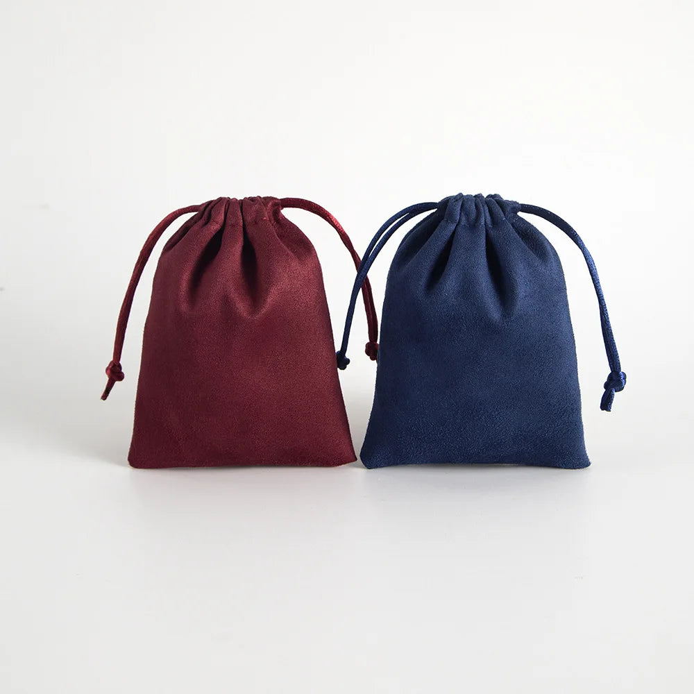 Lot de 10 pochettes en velours à cordon coulissant en flanelle grise pour bijoux, trousses de maquillage, pochettes cadeaux chics pour mariage