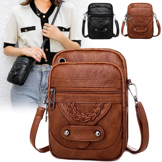 Multi-Functional Soft PU Leather Small Shoulder Bag for Women Vintage Crossbody Bag Cash Purse Cell Phone Bag