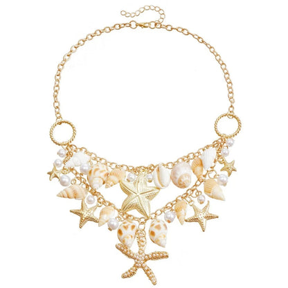 Chaîne de taille bohème d'été, pendentif en forme d'étoile de mer, coquillage, lien de taille ajouré, chaîne de corps pour bikini de plage pour femmes